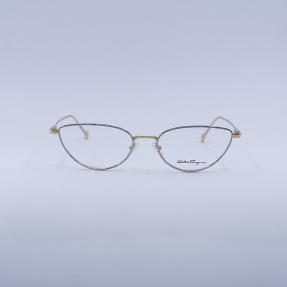 🕶️ New Salvatore Ferragamo SF2188 050 Eyeglasses - Palladium/Gold Frame 55mm - Picture 2 of 10